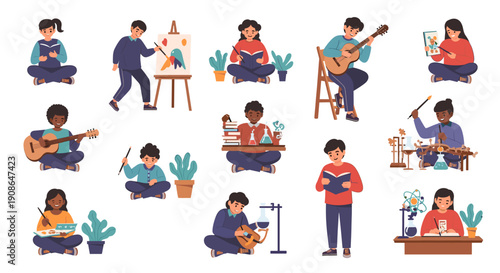 A cheerful girl immersed in painting, perfect for educational content or creativity-focused marketing.