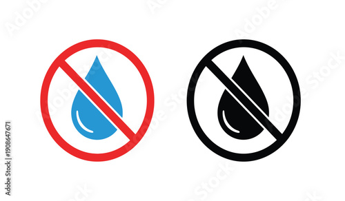 No water or drought signs icons with a prohibition symbol