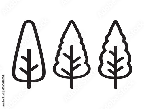 Flat tree set 2D vector line art for a gorgeous and clean graphic design