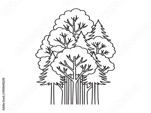 Eco nature trees bundle 2D vector line art for a stunning environmental theme
