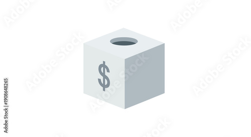 Dollar Sign on White Cube Object.