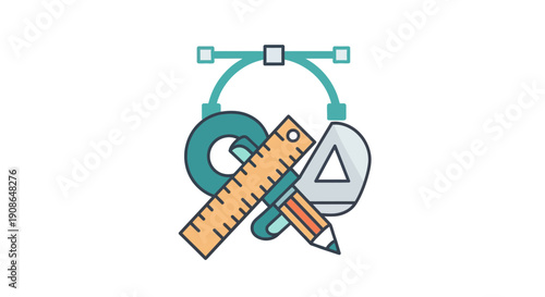 Drawing compass and ruler tools.