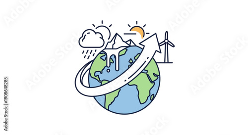 Earth Globe With Green Blue Continents.