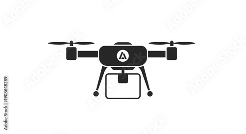 Drone with Camera and Warning Sign.