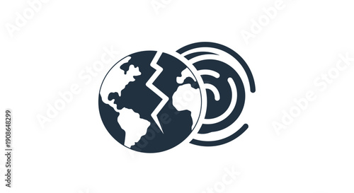Earthquake global destruction symbol icon.