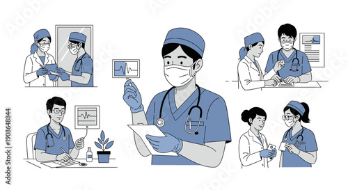 A calm doctor diligently writes notes, ideal for healthcare websites or medical articles.