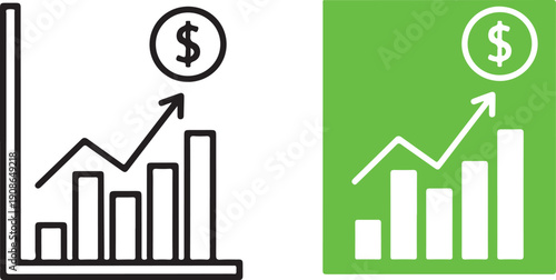 Financial growth and investment success with increasing graph charts