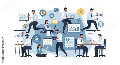 A dedicated professional immersed in work, ideal for business themes and productivity content.