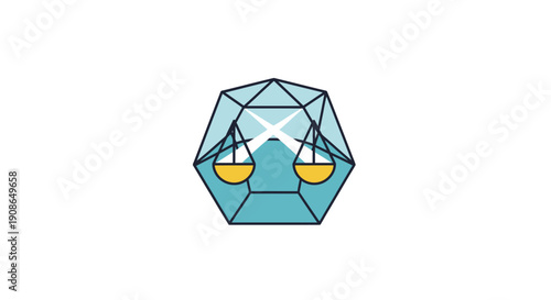 Geometric Scales of Justice Illustration Design.
