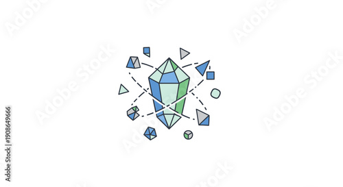 Geometric Shapes and Crystal Formation Illustration.