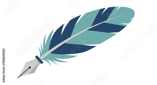 Elegant illustration of a classic feather quill pen with a distinct nib, evoking themes of writing, literature, creativity, historical documentation, and artistic expression.
