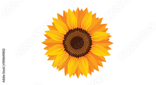 Vibrant and detailed illustration of a cheerful sunflower, representing natural beauty, summer, growth, positive energy, and the warmth of the sun in a bold graphic style.