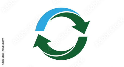 Dynamic graphic illustration of a circular recycling arrow symbol, representing environmental sustainability, ecological responsibility, waste management, and the circular economy.