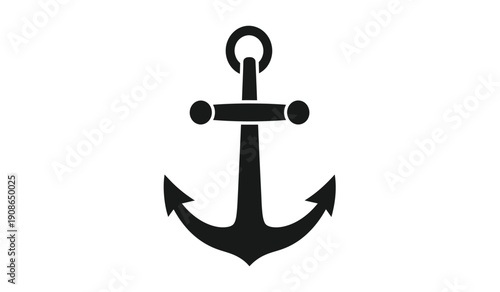 Black anchor symbol on for nautical or maritime use