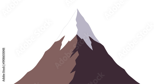 Majestic graphic illustration of a snow-capped mountain peak with rugged terrain, symbolizing natural grandeur, challenging climbs, adventurous exploration, and the pursuit of
