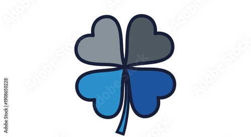 A vibrant four-leaf clover in shades of blue and gray, universally recognized as a potent symbol of luck, fortune, and good wishes.