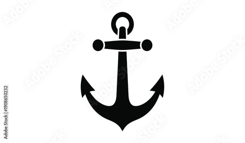 Black anchor icon on a, symbolizing stability and maritime concepts