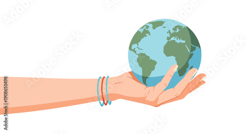 Hand holding the earth with care and protection from a caring perspective
