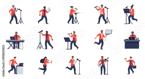 A dynamic illustration of a man multitasking, running while using a laptop, perfect for conveying urgency in business contexts.