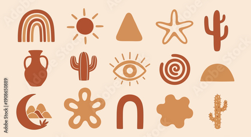 Collection of various mystical and symbolic illustrations displayed together on a neutral background from a straightforward viewpoint