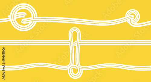 A minimalist illustration of a safety pin on a bright yellow background from a straightforward viewpoint