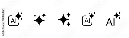 AI Artificial Intelligence Gradient Text Logo Icon Set