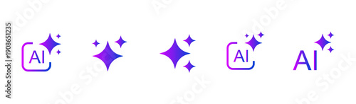 AI Artificial Intelligence Star Gradient Icon Set