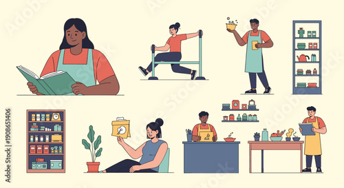 A neatly arranged shelf with books, files, and a clock, evoking order and productivity in an office setting.