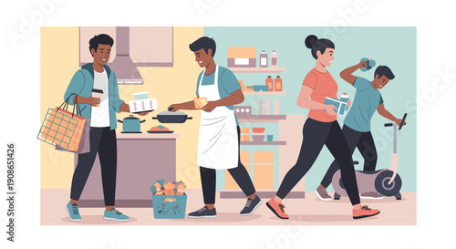 A minimalist illustration evokes a casual moment, perfect for food delivery themes or lifestyle content.