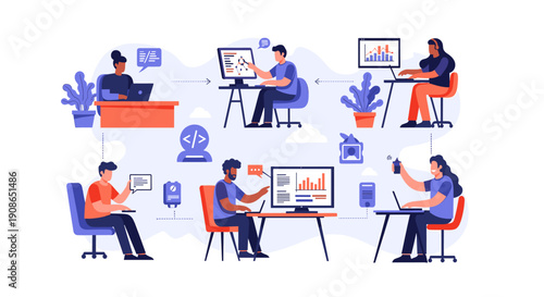 A minimalist illustration evokes focus and productivity, ideal for business presentations or websites.