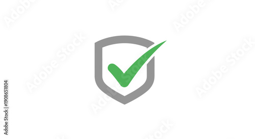Green checkmark in gray shield icon.