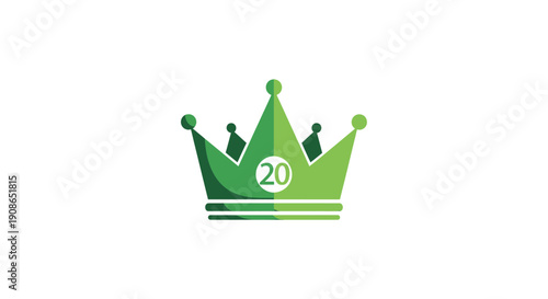 Green Crown Icon with Number Twenty.