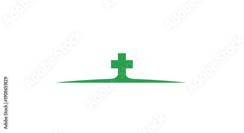 Green Cross Symbol on White Background.