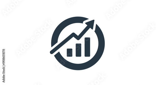 Graph chart with rising arrow symbol.
