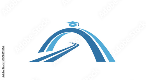 Graduation Cap on Blue Road Arch.