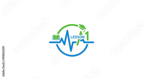 Green and blue medical lesson icon.