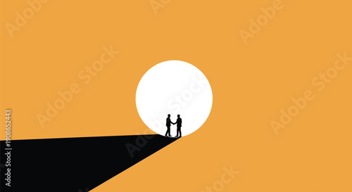 Business partners sealing deal at edge of opportunity