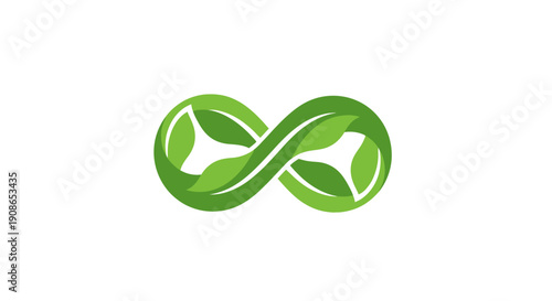 Green infinity leaf eco symbol logo.