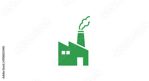 Green house with smoking chimney.