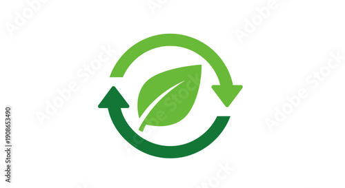 Green Leaf Recycling Symbol Eco Friendly Logo.