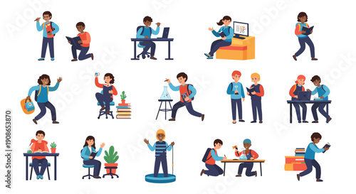 A focused student diligently studies at his desk, perfect for educational content or motivational themes.