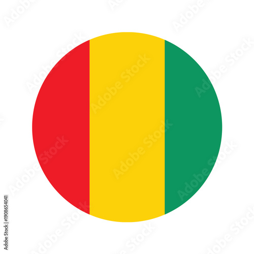 National flag of Guinea. Round Guinea flag. Vector illustration.	