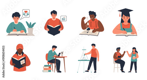 A calm and focused woman engrossed in reading, perfect for educational content or personal development themes.