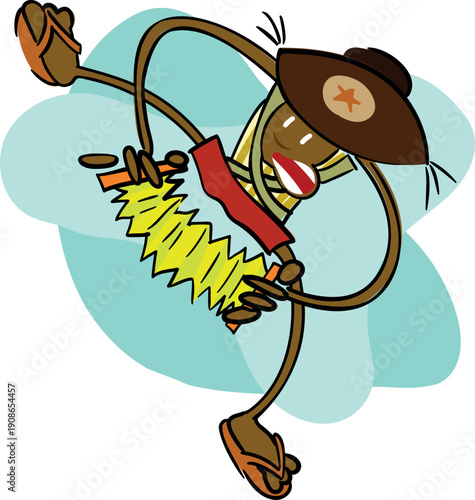 Sanfoneiro dançando forró no carnaval ou festa junina