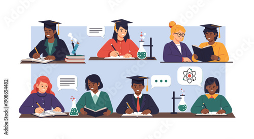 A cheerful woman writing notes, perfect for educational content or personal development themes.