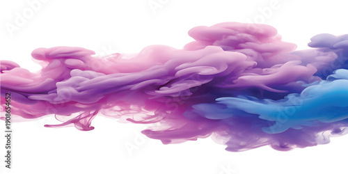 A colorful background featuring a splash of smoke and rainbow isolated on a white backdrop.	