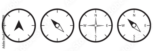 Compass icon set. Navigation equipment sign, wind rose icon, compass symbol collection. vector illustration
