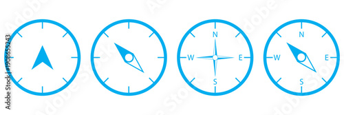 Compass icon set. Navigation equipment sign, wind rose icon, compass symbol collection. vector illustration