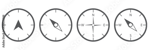 Compass icon set. Navigation equipment sign, wind rose icon, compass symbol collection. vector illustration