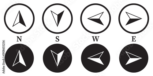 Compass icon set. Navigation equipment sign, wind rose icon, compass symbol collection. vector illustration